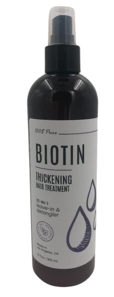 Custom Nature 100 Pure Biotin Thickening Hair Treatment 10-in-1 Leave In Detangler - 12 fl. oz.