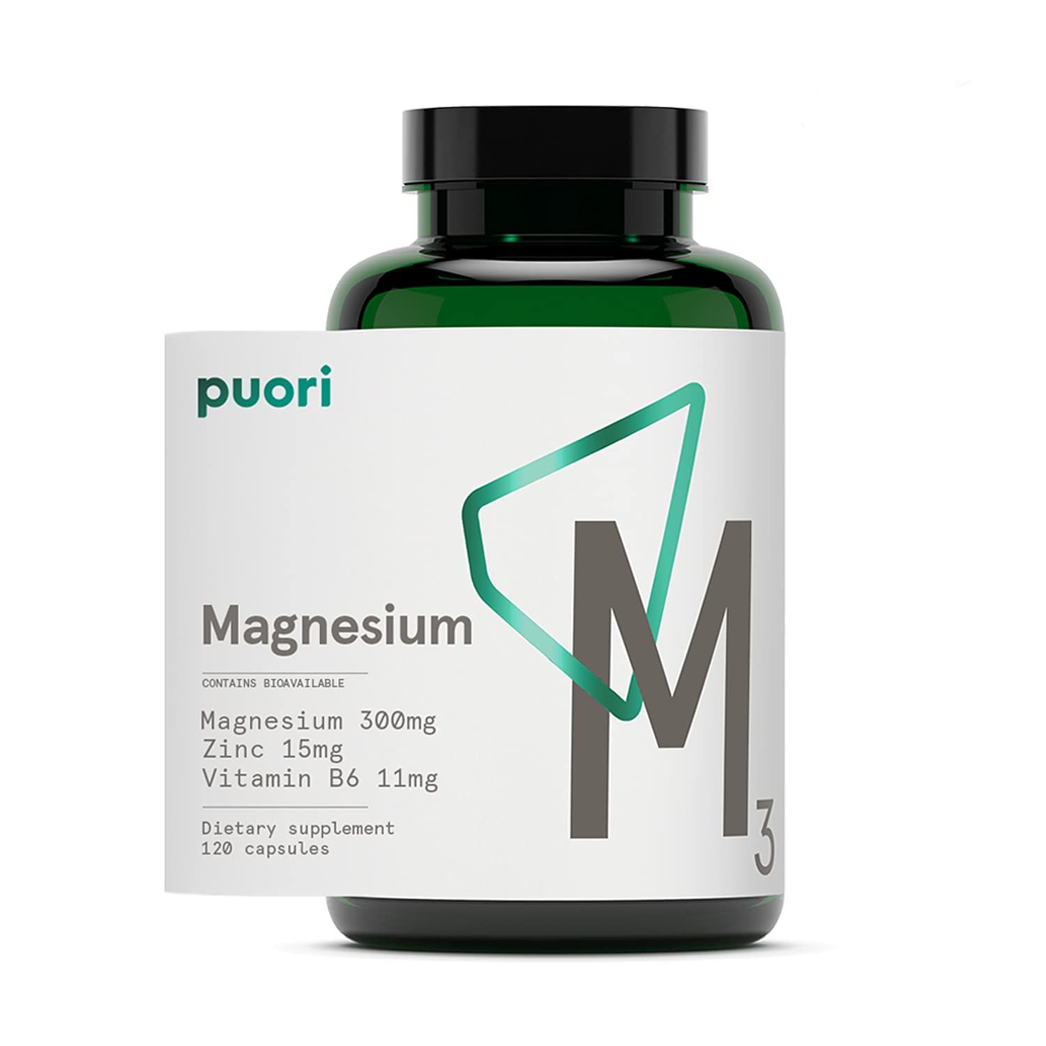 Puori Organic Magnesium Zinc Supplement - 300mg - 120 Vegan Capsules - High Absorption M3 Complex for Sleep, Immune Support, Energy, Muscle Recovery, Relaxation Leg Cramps - Zinc Vitamin B6