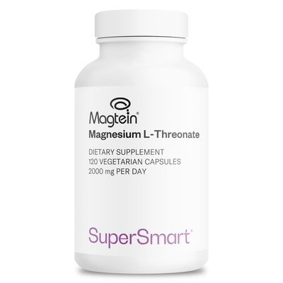 Supersmart - Magnesium L-Threonate 2000mg per Day (Magtein) - Patented Highly Bioavailable Magnesium Threonate - Memory, Brain Health Attention Non-GMO Gluten Free - 120 Vegetarian Capsules