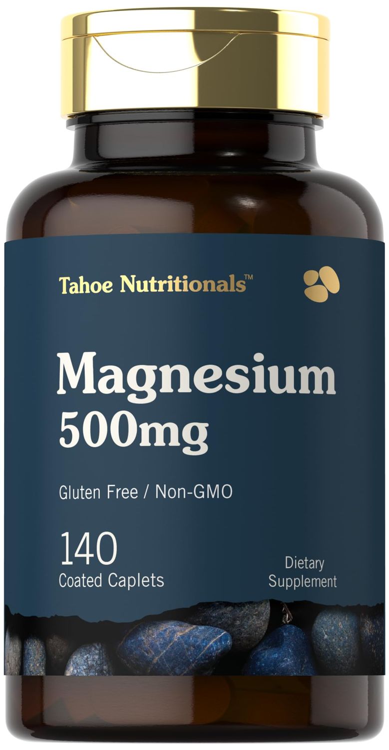 Tahoe Nutritionals Magnesium 500mg 140 Coated Caplets Non-GMO and Gluten Free Supplement
