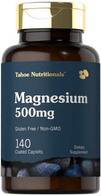 Tahoe Nutritionals Magnesium 500mg 140 Coated Caplets Non-GMO and Gluten Free Supplement