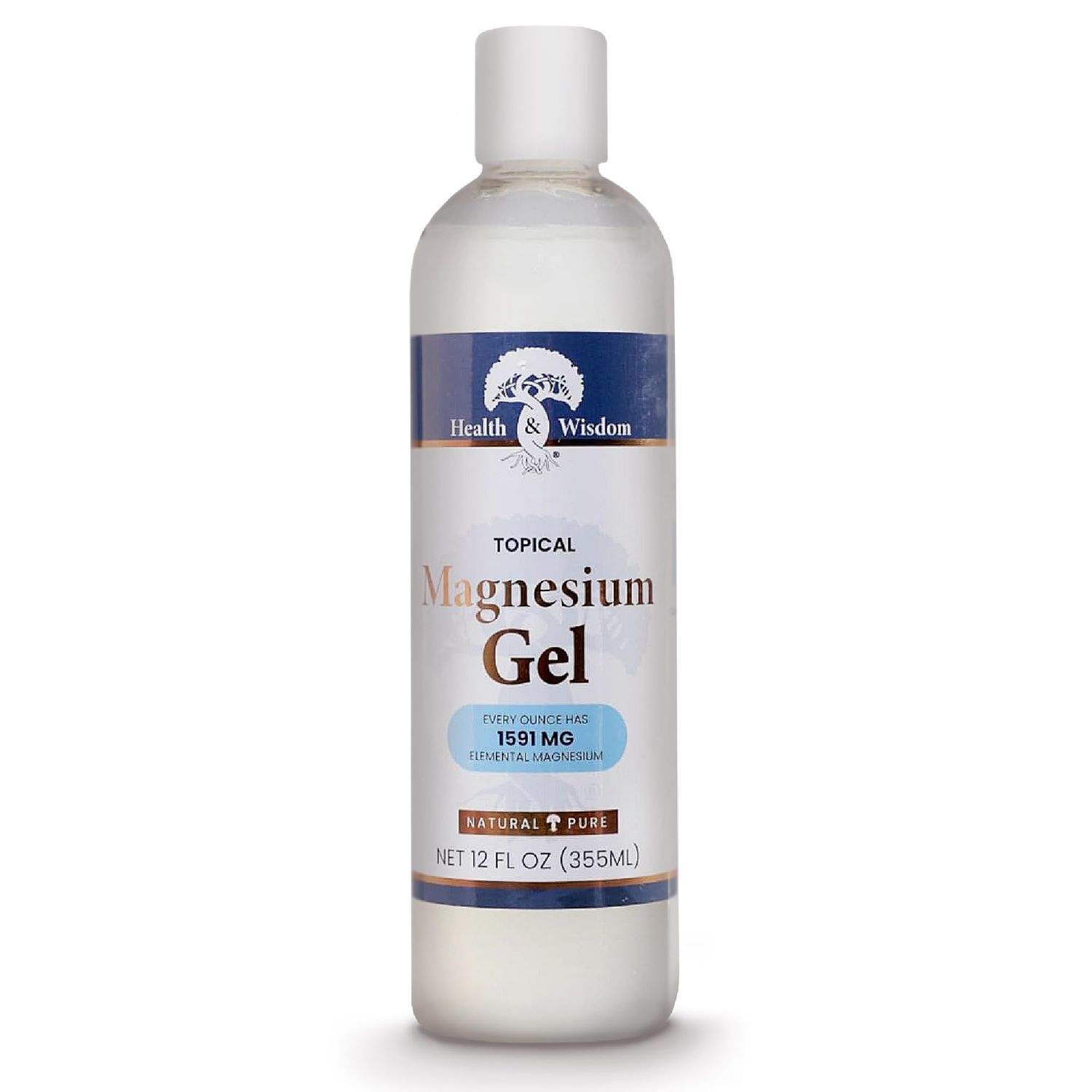 Health and Wisdom Topical Magnesium Gel with Seaweed Extract - Magnesium Gel Topical for Muscles, Magnesium Topical Gel, Gel Magnesium, All Natural Magnesium Gel, Magnesium Chloride Gel - 12 Fl Oz