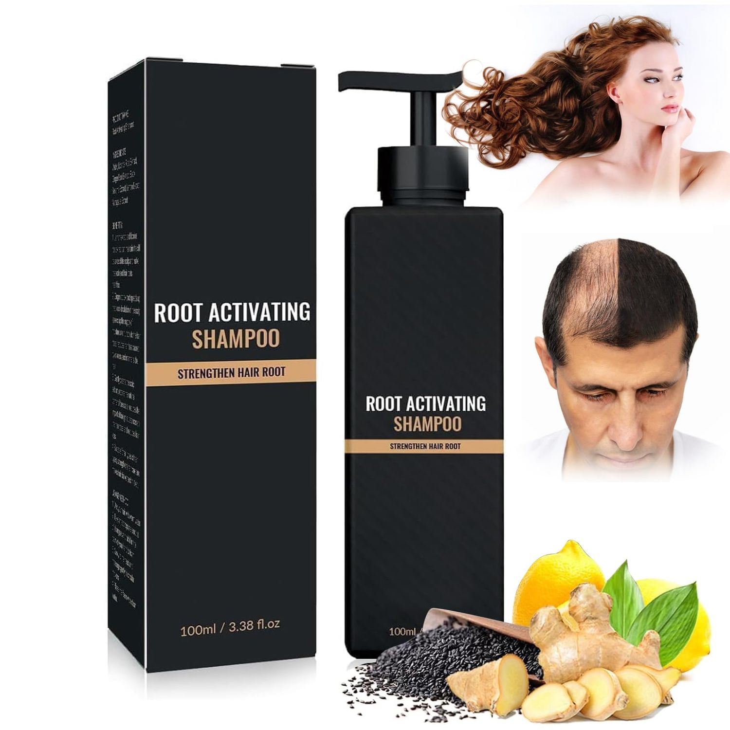 Wsrchh Root Activator Shampoo, Hair Shampoo, Natural Hair Regrowth for Men Women(100 ml3.38 fl oz)