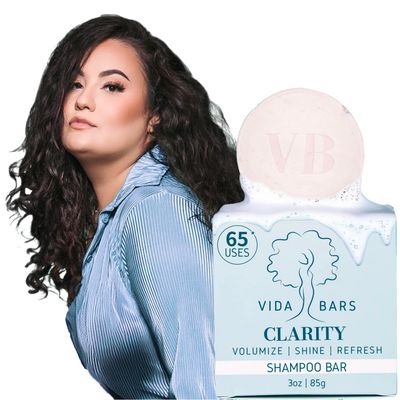 Vida Bars Clarity Solid Shampoo Bar for Curly Hair Natural, Color Safe, Moisturizing Bar Shampoo for Fine Dry Hair Vegan, Sulfate Paraben Free, Handmade in the USA (Peppermint Oil Scent)
