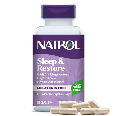 Natrol Sleep Restore Capsules with Magnesium Glycinate 100mg, GABA, Essential for Your Ultimate Restorative Sleep, Melatonin-Free, 30 Day Supply