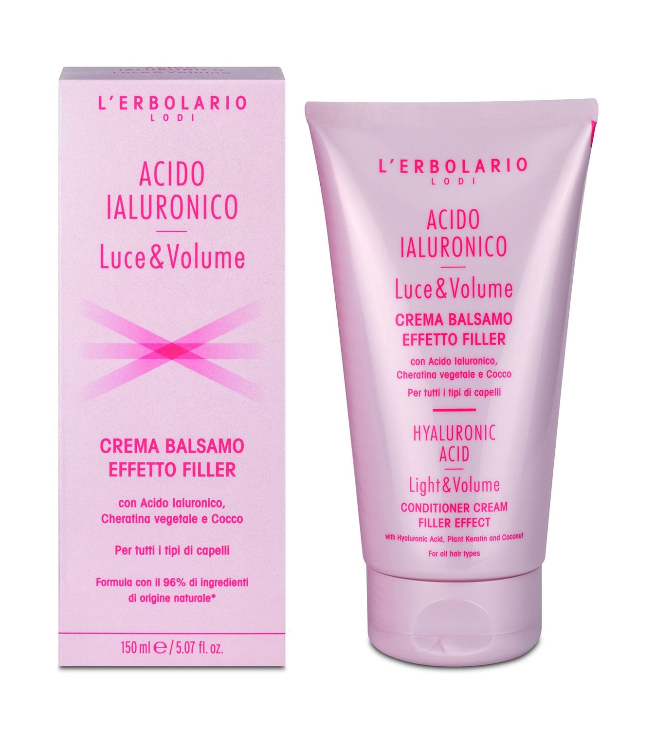 L&#39;Erbolario Hyaluronic Acid Light And Volume Conditioner Cream - Suitable For All Hair Types - Provides Immediate Full Effect - Plant Keratin Increases Strength And Suppleness Of Hair - 5.07 Oz