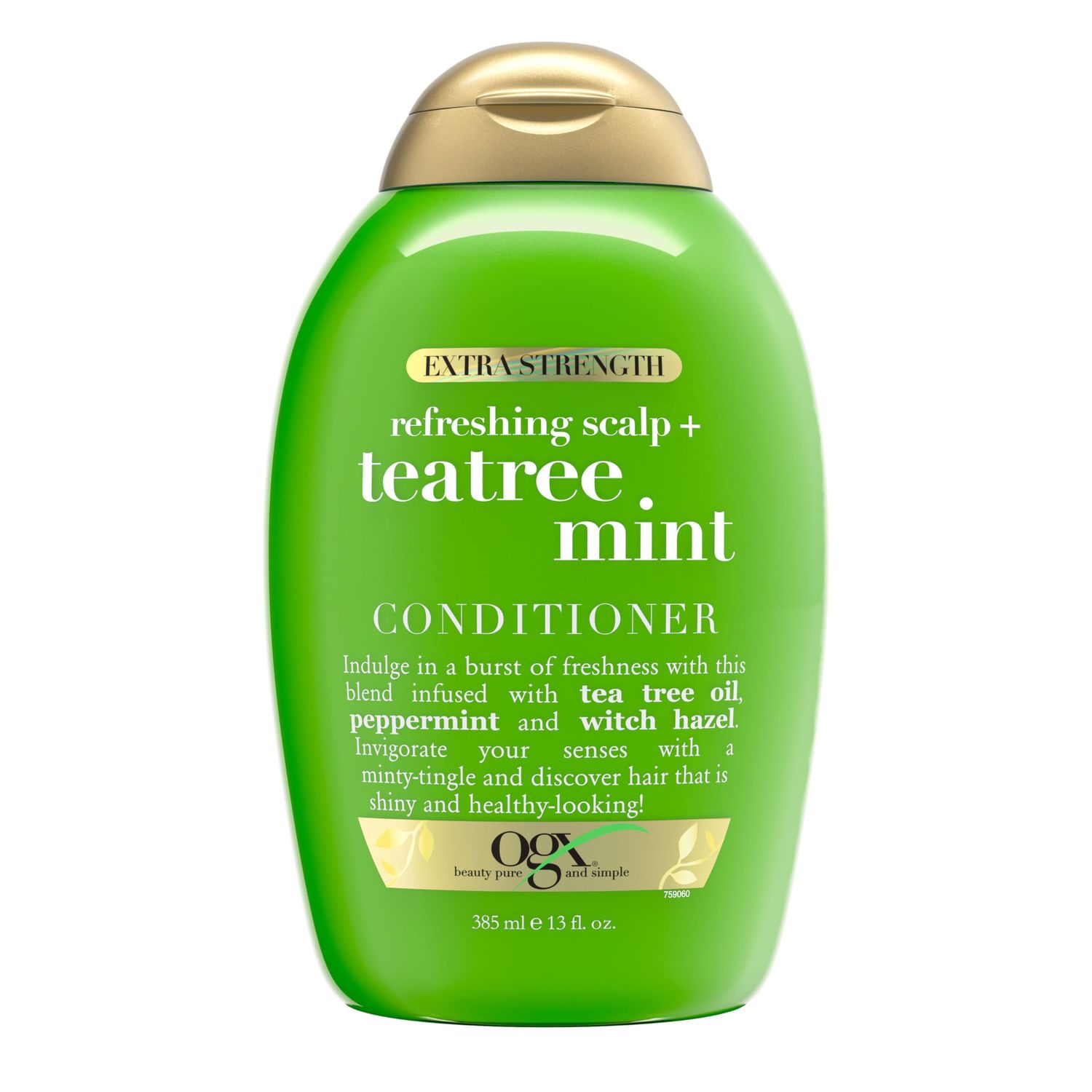 OGX Extra Strength Refreshing Scalp Teatree Mint Conditioner, Invigorating Conditioner with Tea Tree Peppermint Oil Witch Hazel, Paraben-Free, Sulfate-Free Surfactants, 13 fl oz