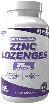 EAS Zinc Lozenges Highly Absorbable with No Fillers or Additives Supports Immune Function Gluten Free, Non GMO 100 Lozenges (Orange Flavor)
