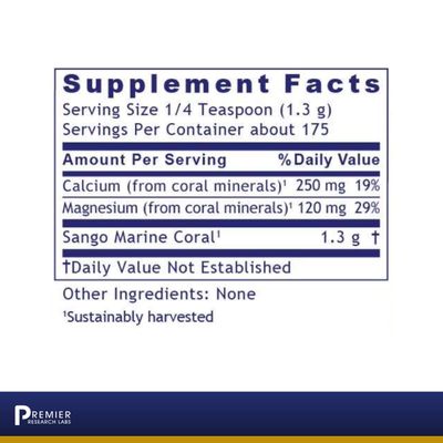 Premier Research Labs Calcium Magnesium - from Sango Coral Calcium - for Tooth Care, Bone Joint Health - No Fillers or Additives - Supplements for Healthy Alkaline pH - Kosher - 8 oz