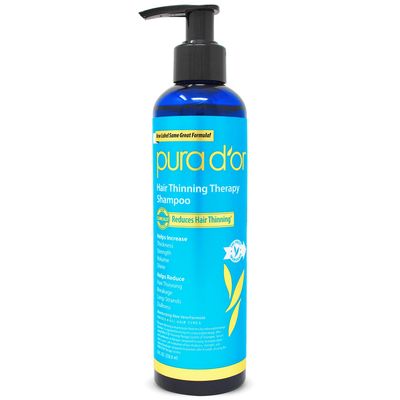 PURA D&#39;OR 8 Oz Hair Thinning Therapy Biotin Shampoo - ORIGINAL Scent - CLINICALLY TESTED Effective Results, Herbal Blend Hair Thickening Products For Women Men, Color Safe Routine Shampoo
