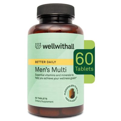WellWithAll Multivitamin for Men with Zinc, Vitamin D, B12, K2 Calcium Supports Immunity, Heart Health, Muscle Building Overall Wellness Daily Supplement for Men Allergen-Free 60 Tablets