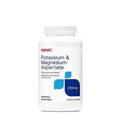 GNC Potassium and Magnesium Aspartate 250mg Supplement, Helps Regulate Water Balance, 240 Servings