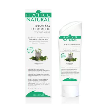 HAIKO NATURAL Repairing Shampoo Restores Shine and Strengthens Hair UV Protection Salt-Free and Paraben-Free 6.7 FL.OZ 200 mL