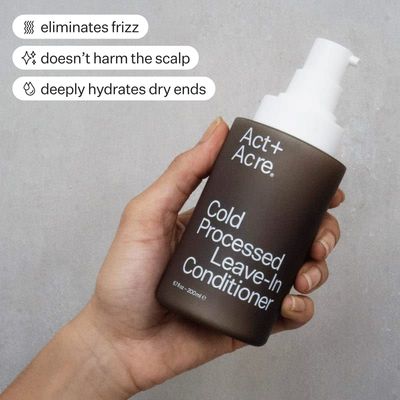 ACT ACRE Cold Processed 2 Squalene Anti-Frizz Leave In Conditioner - Deeply Nourishing Formula - Lightweight and Non-Greasy - Protects Against Damage - Vegan and Cruelty Free