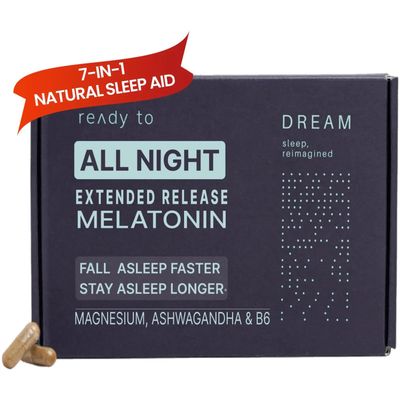 Ready To Dream Natural Sleep Aid for Adults - Sleep Supplement with Time Release Melatonin, Magnesium, Ashwagandha, B6 Chamomile - Non-Habit Forming Sleep Vitamins - 60 Capsules