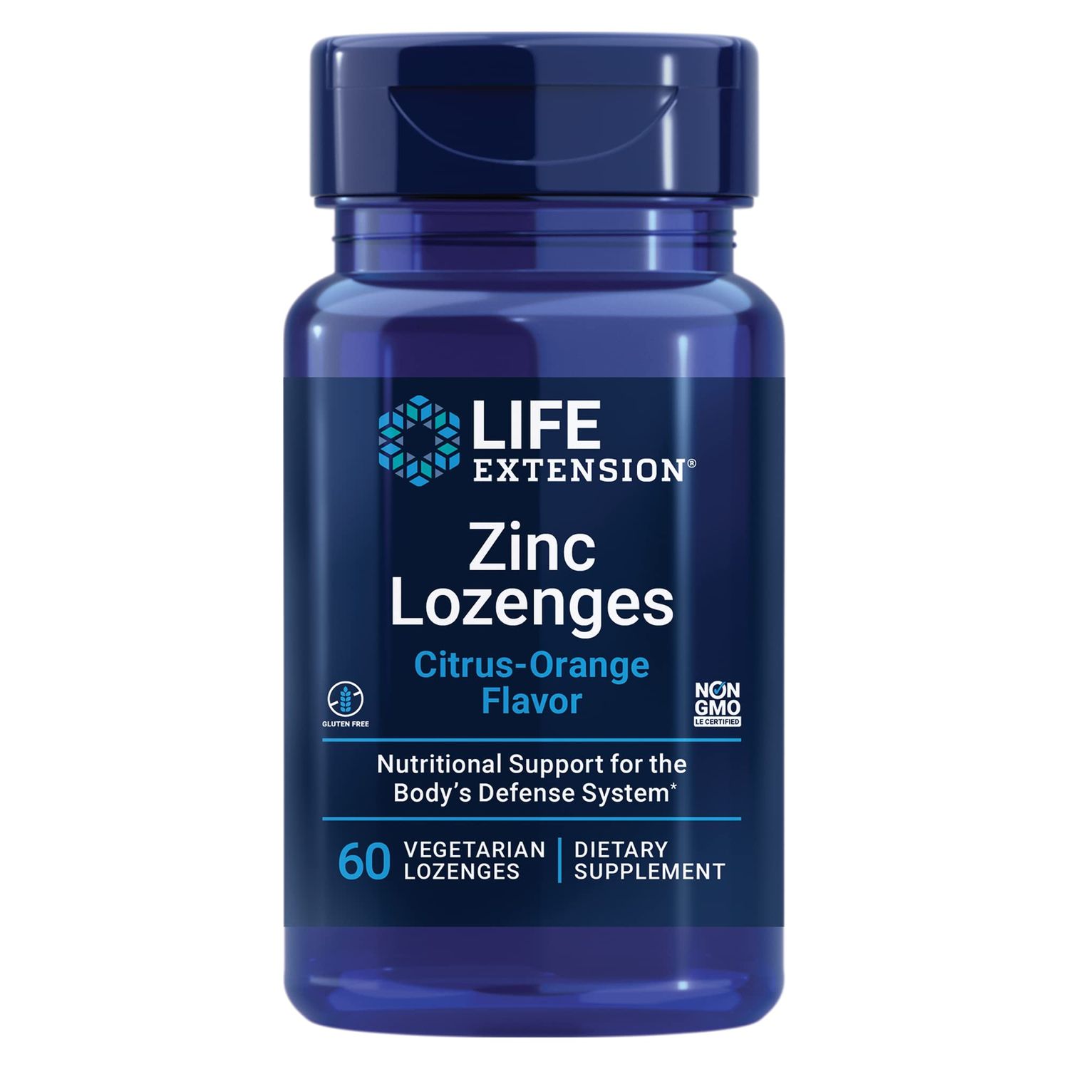 Life Extension Zinc Lozenges - Citrus-Orange Flavor - For Healthy Protein Synthesis Immune Health - Inflammation Management Supplement - Gluten-Free, Non-GMO - 60 Vegetarian Lozenges