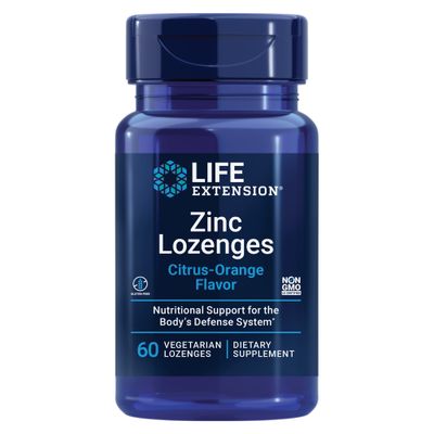 Life Extension Zinc Lozenges - Citrus-Orange Flavor - For Healthy Protein Synthesis Immune Health - Inflammation Management Supplement - Gluten-Free, Non-GMO - 60 Vegetarian Lozenges