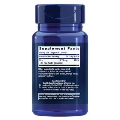 Life Extension Zinc Lozenges - Citrus-Orange Flavor - For Healthy Protein Synthesis Immune Health - Inflammation Management Supplement - Gluten-Free, Non-GMO - 60 Vegetarian Lozenges