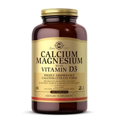Solgar Calcium Magnesium with Vitamin D3, 300 Tablets - Promotes Healthy Bones, Supports Nerve Muscle Function - Highly Absorbable Form - Non-GMO, Gluten Free, Dairy Free, Kosher - 60 Servings