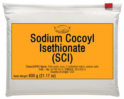 Artekas Innovation - Sodium COCOYL ISETHIONATE (SCI) - Powder - Foaming Surfactant - for Homemade Solid Shampoo Bars, Bath Bombs, Foamy and Bubbly Products - 21.17 Oz