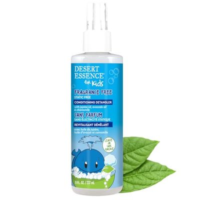 Desert Essence Kids Conditioing Detangler Spray 8.0 fl oz - Vegan, Gluten-Free. Cruelty-Free - Leaves hair smooth, shiny and easy to comb through - Gentle Formula (Unscented)