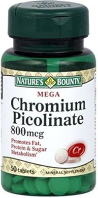 Nature&#39;s Bounty Mega Chromium Picolinate 800 mcg tablets 50 ea (Pack of 2)
