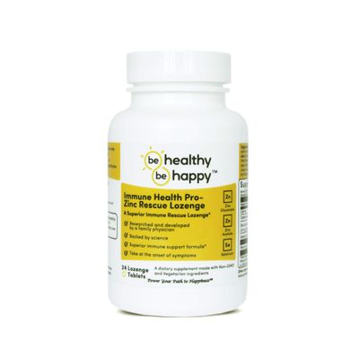 Be Healthy! Be Happy! Immune Health Pro - Zinc Rescue Lozenge Common Cold Relief Formula Immune System Support 24 Count.