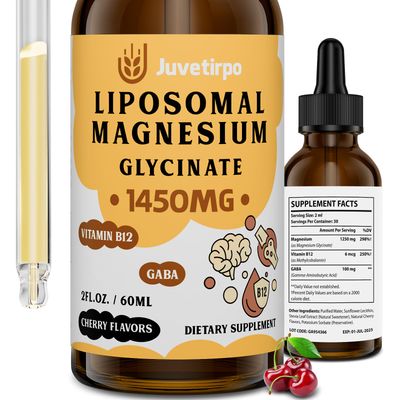 Magnesium Glycinate Liquid Drops - Liposomal Chelate with Cherry Flavor for Easy Absorption, Promotes Sleep, Mood, Intestinal Bone Health, Reduces Stress - 60ML (2.04 Fl Oz (Pack of 1))