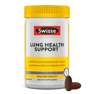 Swisse Lung Detox and Cleanse Lungs Support Supplement Respiratory Health with Mullein Leaf Extract, Reishi, Astragalus Healthy Immune System with Zinc Vitamin C 90 Tablets