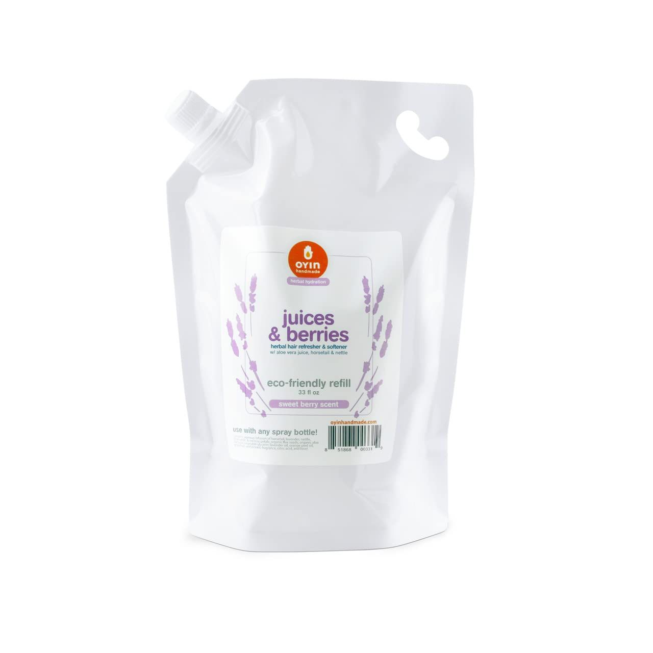 Oyin Handmade Juices Berries hydrating herbal leave-in 1-liter eco-friendly refill pouch