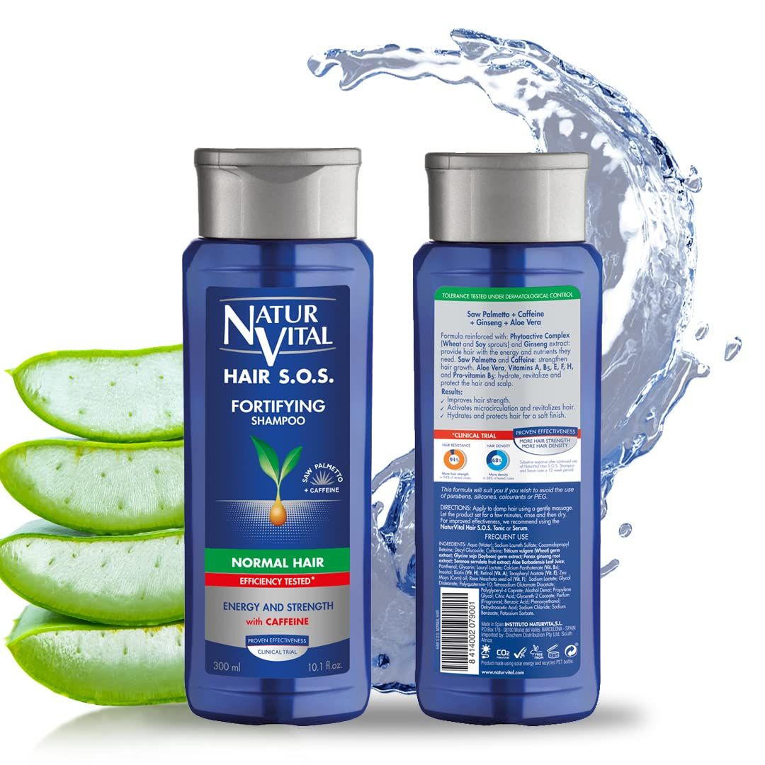 NaturVital Unisex, Natural Aloe Vera Ginseng Organic Hair SOS Revitalizing Shampoo for Normal Hair, Prevents Hair Breakage, Cruelty-Free Paraben-Free
