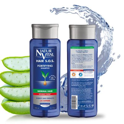 NaturVital Unisex, Natural Aloe Vera Ginseng Organic Hair SOS Revitalizing Shampoo for Normal Hair, Prevents Hair Breakage, Cruelty-Free Paraben-Free
