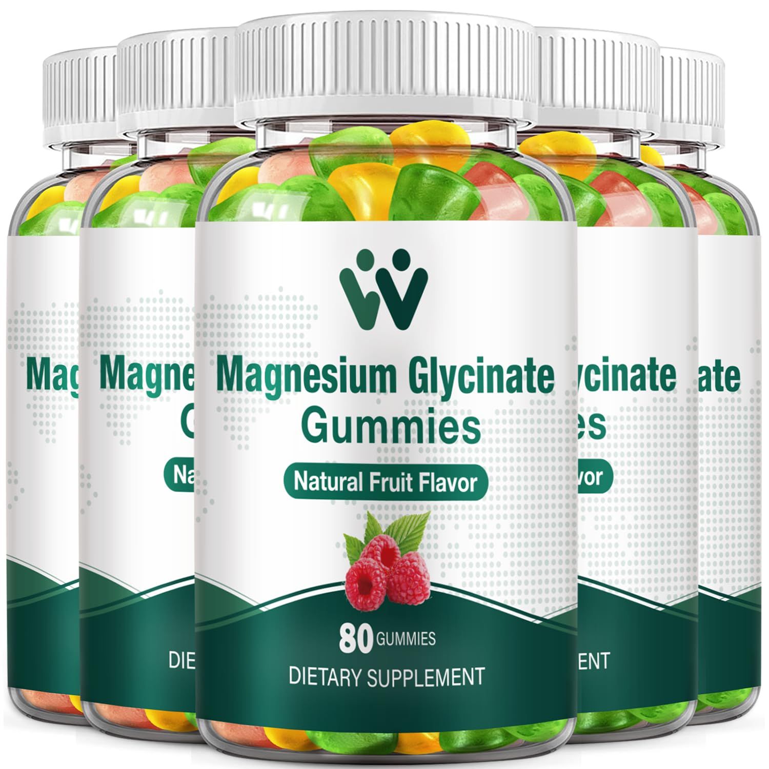 WACHRAY Magnesium Glycinate Gummies 400mg - Magnesium Supplement for Sleep,Stress Muscle Relief Calm Magnesium Chews for Adults and Kids with Vitamin D, B6 Fruit Flavor, Vegan, 5 Packs
