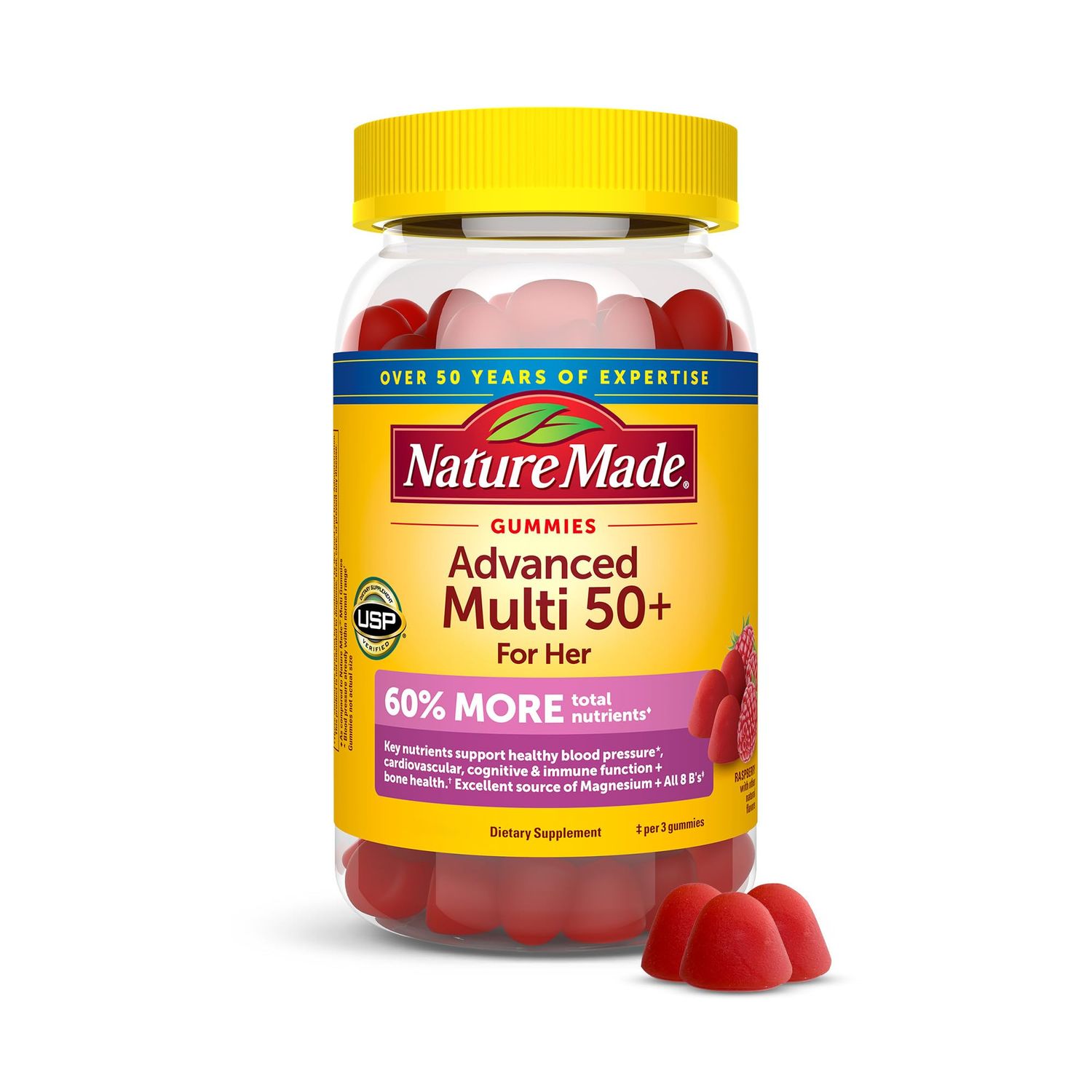 Nature Made Advanced Multivitamin Gummies 50 for Her with Magnesium Citrate, Calcium and All 8 B Vitamins, Multivitamin for Women, 84 Gummies, 28 Day Supply