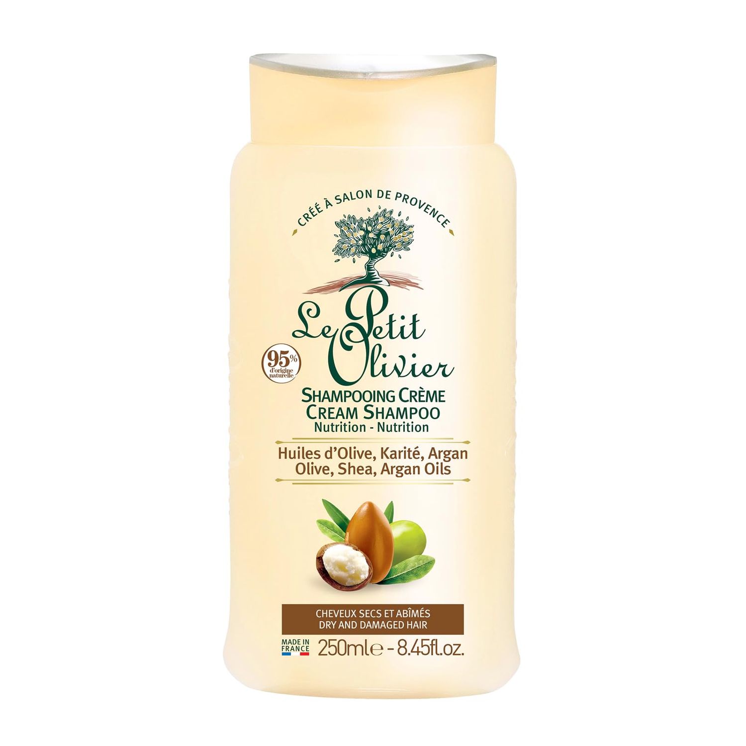 Le Petit Olivier Nutrition Cream Shampoo - Olive, Shea, Argan Oils - Repairs Dry, Damaged Hair - Enriched With Natural Origin Ingredients - Free Of Silicone - 8.45 oz