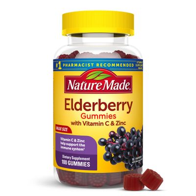 Nature Made Elderberry with Vitamin C and Zinc, Dietary Supplement for Immune Support, 100 Gummies, 50 Day Supply