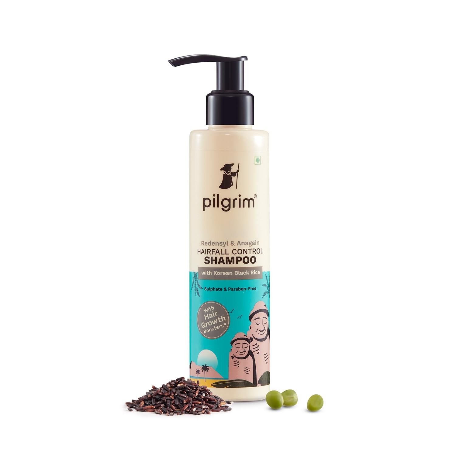 Pilgrim Redensyl Anagain Hairfall Control Shampoo Enriched with Korean Black Rice Reduces Hairfall, Strengthens Roots Enhance Hair Growth For All Hair Types 6.76 Fl Oz (200ml)