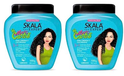 SKALA Hair Type 4ABC - Mais Crespos Mais Cachos Combo - Hydrate Curls, Eliminate Anti Frizz, For Curly Hair 2-IN-1 Conditioning Treatment Cream to Comb Extra Large Size (blue yellow) (BLUE BLUE)