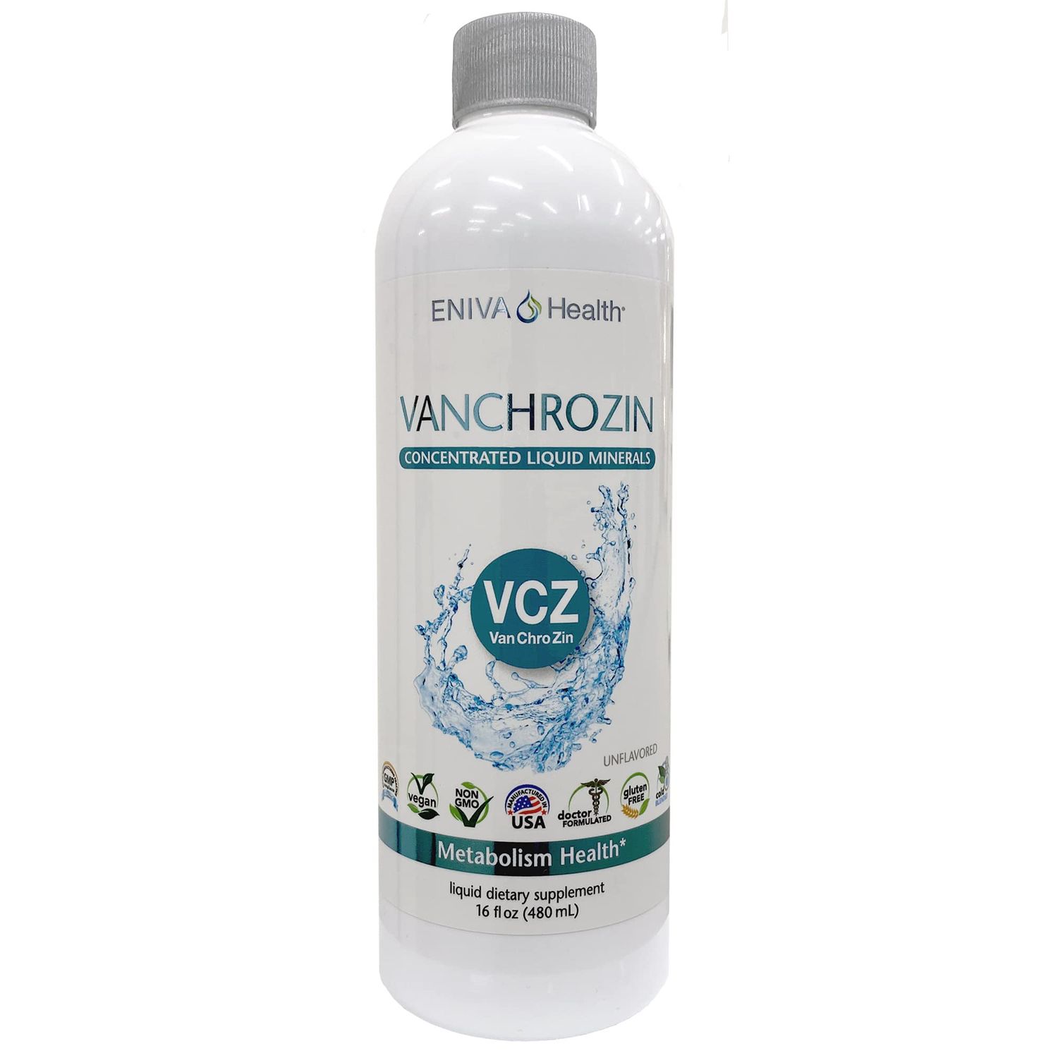 Eniva Health VANCHROZIN Liquid Ionic Minerals Supplement, Vanadium, Chromium Zinc, Diabetic Friendly, 16 Fl Oz, 96 Servings