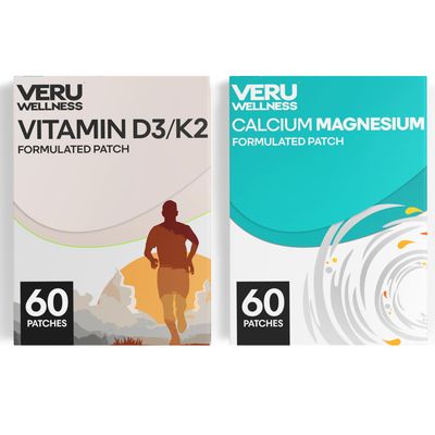 Bone Health Complete Duo Lifestyle Patches Vita D3K2, Calcium Magnesium - Self Adhesive Time Release Topical Patch, 8-10 Hours (60 Day Supply)
