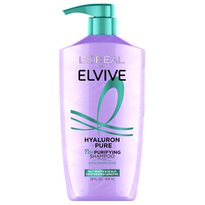 L&#39;Oreal Paris Elvive Hyaluron Pure 72H Purifying Shampoo for Oily Hair, Clarifying Shampoo with Salicylic Acid and Hyaluronic Acid, 28 Fl Oz