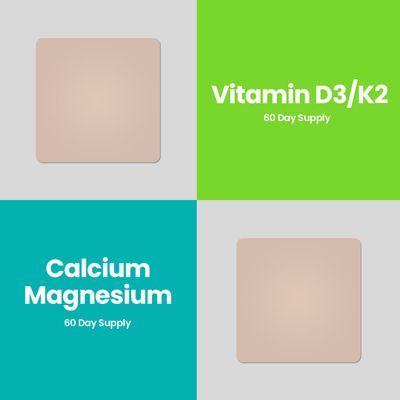 Bone Health Complete Duo Lifestyle Patches Vita D3K2, Calcium Magnesium - Self Adhesive Time Release Topical Patch, 8-10 Hours (60 Day Supply)