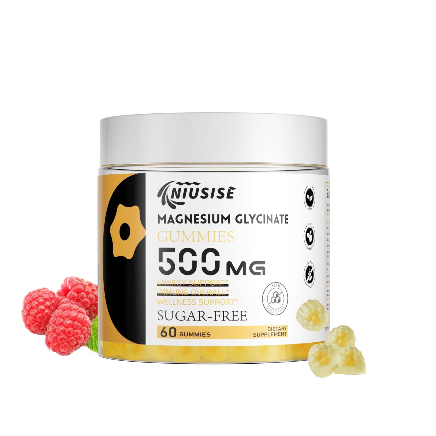 Magnesium Glycinate Gummies 500mg, Sugar Free Gummies with L-Tryptophan 500mg - Magnesium Gummies Supplement Chewable Gummies for Women Men Vegan, Organic Gummies 60 Count