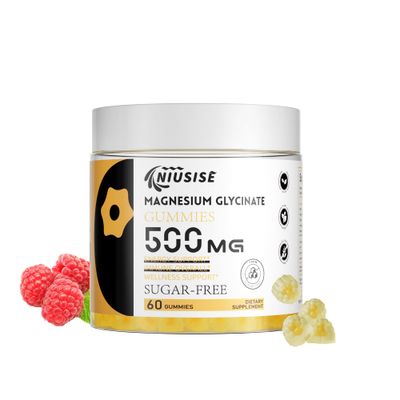Magnesium Glycinate Gummies 500mg, Sugar Free Gummies with L-Tryptophan 500mg - Magnesium Gummies Supplement Chewable Gummies for Women Men Vegan, Organic Gummies 60 Count