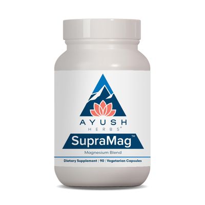 Ayush Herbs SupraMag - Magnesium Blend, 400mg Magnesium Complex Supplement with Chelated Magnesium Bisglycinate, Citrate, Ororate for Sleep, Energy, Brain Health - 90 Vegetarian Capsules (1 Count)