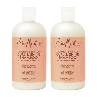 SheaMoisture Curl and Shine Coconut Shampoo for Curly Hair Coconut and Hibiscus Paraben Free Shampoo 13 oz 2 Count