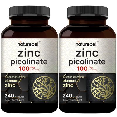 NatureBell Zinc Picolinate 100mg, 480 Count Capsules - Supports Immune System and Enzyme Function