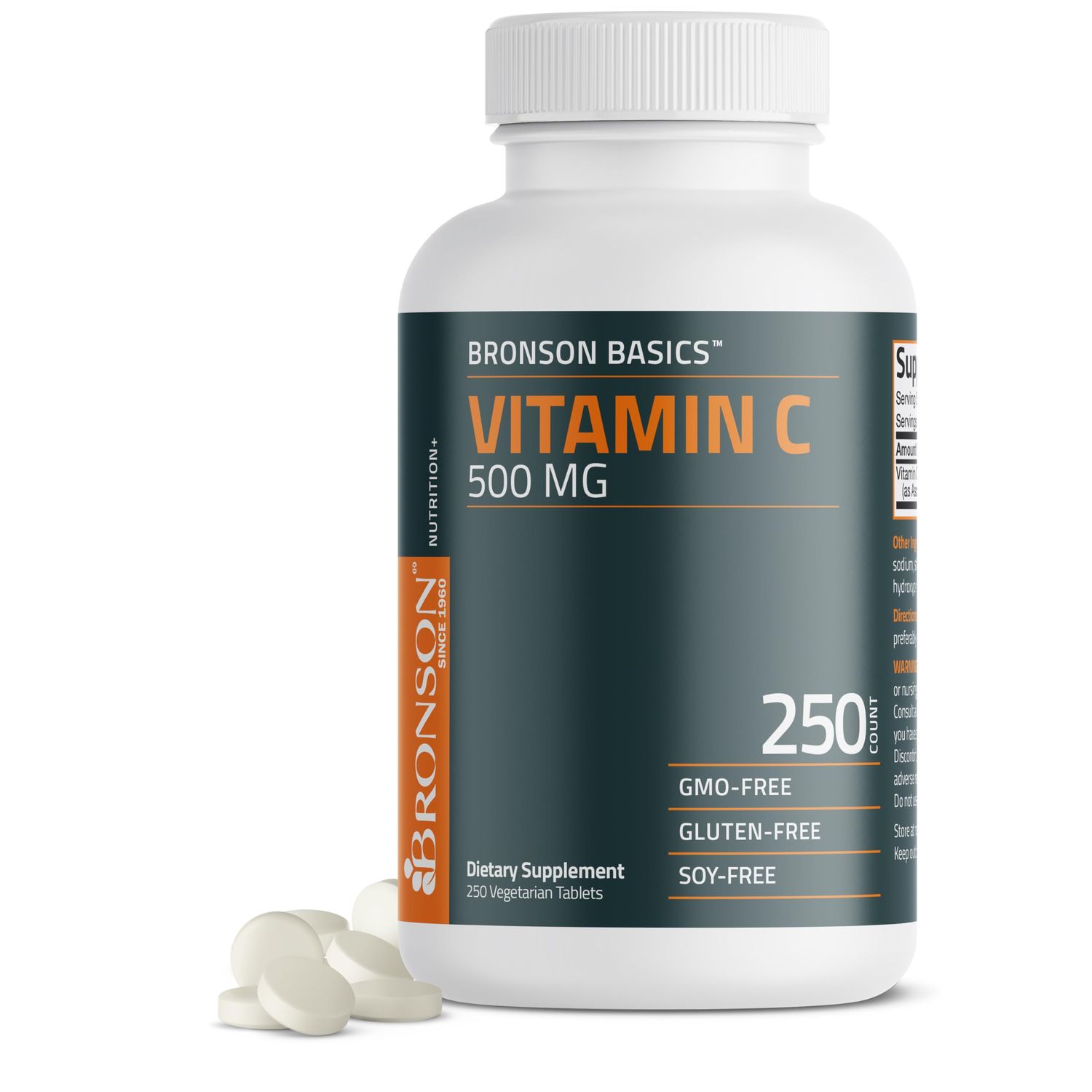 Bronson Vitamin C 500 MG Supports a Healthy Immune System Antioxidant Protection, Non-GMO, 250 Vegetarian Tablets