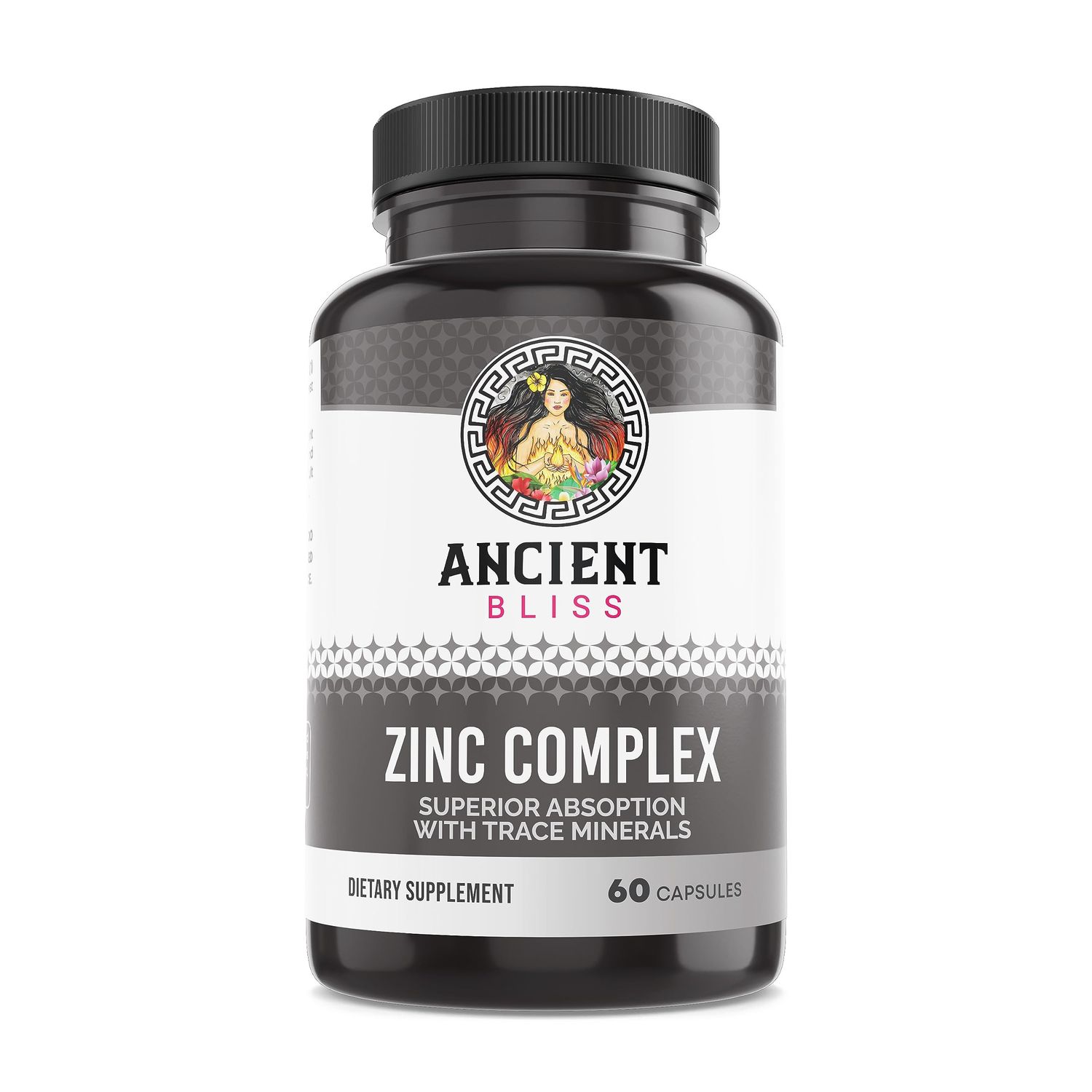 Zinc Complex Capsules with Enhanced Absorption, Antioxidant Immune Support Supplement, Zinc Supplement for Men Women by Ancient Bliss (60 Capsules)