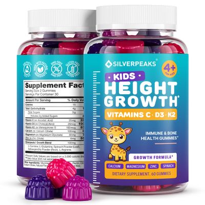 Height Growth Gummies for Kids - Growth Vitamins for Teens, Height Increase Multivitamin for Boys Girls with Calcium Vitamin D C K2 Magnesium Zinc, Natural Height Growth Maximizer Supplement, 60 PCS